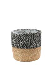 KDMD Natural & Black Seagrass Basket 14cm x 15cm 3 Pack - Size: 14 cm x 15 cm - thumbnail 2