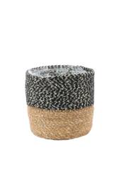 KDMD Natural & Black Seagrass Basket 14cm x 15cm 3 Pack - Size: 14 cm x 15 cm