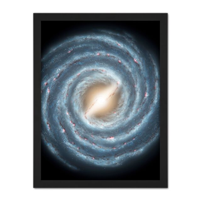 "Artery8 Wall Art Print Space NASA Galaxy Milky Way Spirals Large Framed Wall Décor Art in White - Size: W18"" x H24""" - image 1
