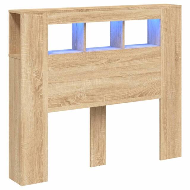 Berkfield Home LED Headboard Sonoma Oak 120x18.5x103.5 cm Engineered Wood in Light Brown - image 1