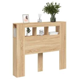 Berkfield Home LED Headboard Sonoma Oak 120x18.5x103.5 cm Engineered Wood in Light Brown - thumbnail 4