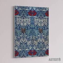 "Artery8 Tulip & Rose Floral Pattern Canvas Wall Art Print W. Morris in Blue - Size: W18"" x H24""" - thumbnail 2