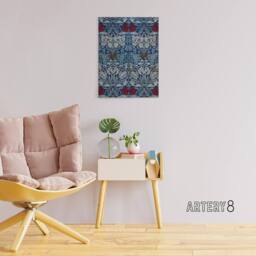 "Artery8 Tulip & Rose Floral Pattern Canvas Wall Art Print W. Morris in Blue - Size: W18"" x H24""" - thumbnail 3