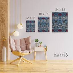 "Artery8 Tulip & Rose Floral Pattern Canvas Wall Art Print W. Morris in Blue - Size: W18"" x H24""" - thumbnail 4