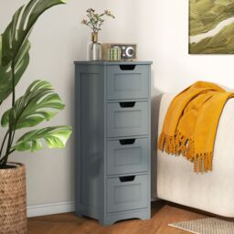 Costway Bathroom Storage Cabinet Freestanding Storage Organizer Side Table in Grey - thumbnail 5