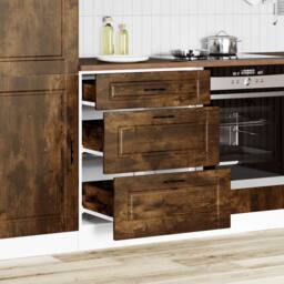 Berkfield Home Kitchen Base Cabinet Porto Smoked Oak Engineered Wood in Brown - thumbnail 3