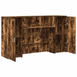 Berkfield Home Reception Desk Smoked Oak 180x50x103.5 cm Engineered Wood in Brown - thumbnail 6
