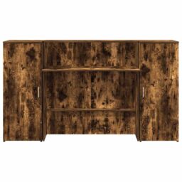 Berkfield Home Reception Desk Smoked Oak 180x50x103.5 cm Engineered Wood in Brown - thumbnail 5