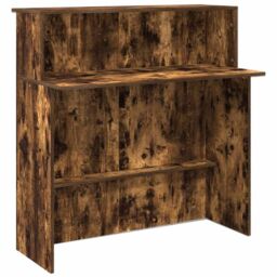 Berkfield Home Reception Desk Smoked Oak 180x50x103.5 cm Engineered Wood in Brown - thumbnail 8