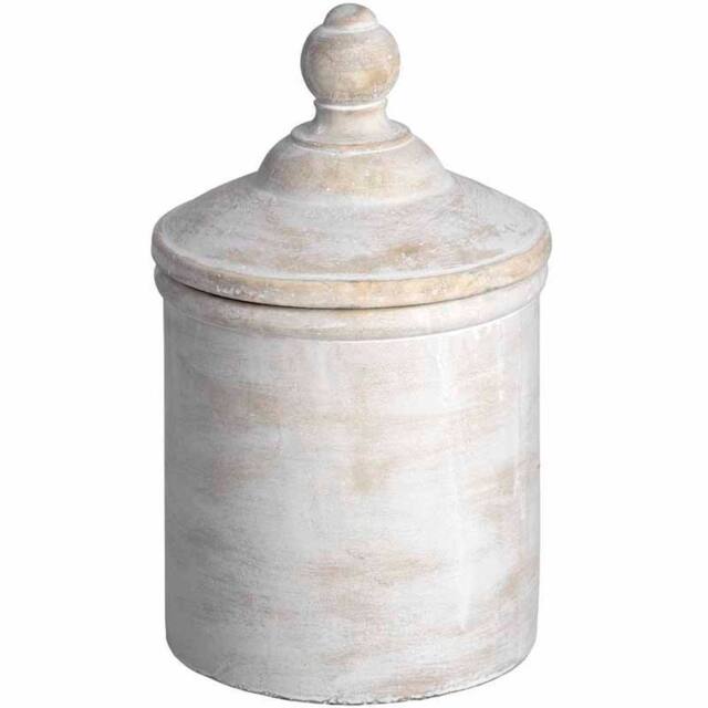 Lemon Pavilion Furniture and Decor Large Antique White Cannister - kitchen storage
