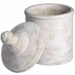 Lemon Pavilion Furniture and Decor Large Antique White Cannister - kitchen storage - thumbnail 2