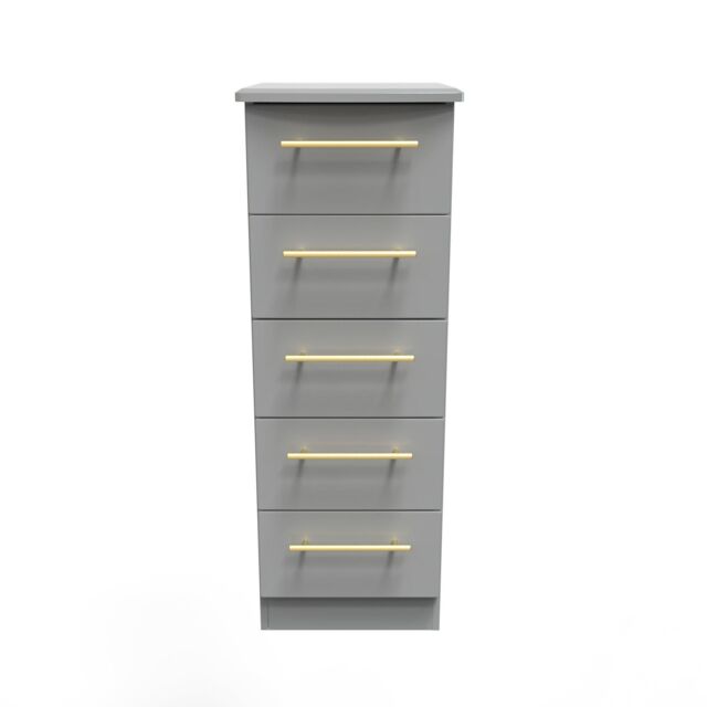 Ready Assembled 2 U Helmsley 5 Drawer Tallboy (Ready Assembled) in Dark Grey - image 1