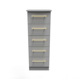Ready Assembled 2 U Helmsley 5 Drawer Tallboy (Ready Assembled) in Dark Grey - thumbnail 1