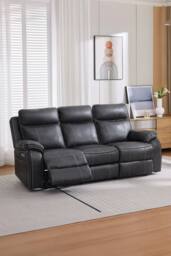 More4Homes Vinson Electric Recliner 1+3 Seater Air Leather Sofa Set in Charcoal - Size: Large - thumbnail 3