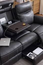More4Homes Vinson Electric Recliner 1+3 Seater Air Leather Sofa Set in Charcoal - Size: Large - thumbnail 6
