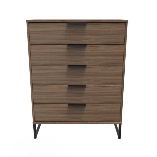 Ready Assembled 2 U Fuji 5 Drawer Chest (Ready Assembled) in Walnut - image 1