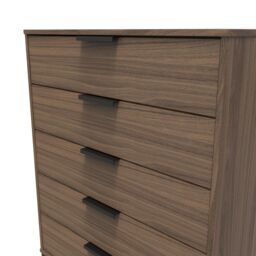 Ready Assembled 2 U Fuji 5 Drawer Chest (Ready Assembled) in Walnut - thumbnail 4
