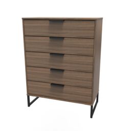 Ready Assembled 2 U Fuji 5 Drawer Chest (Ready Assembled) in Walnut - thumbnail 3