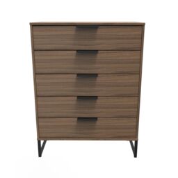 Ready Assembled 2 U Fuji 5 Drawer Chest (Ready Assembled) in Walnut - thumbnail 1