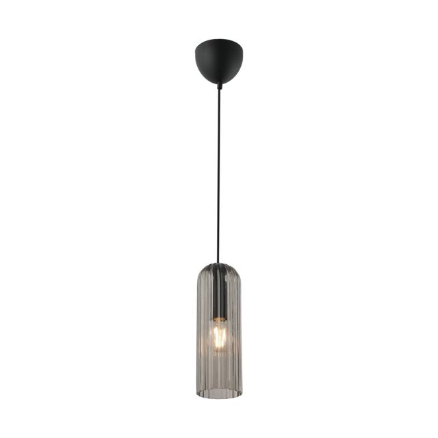 Nordlux Vintage Indoor Pendant Light Black Glass E27 Fluted - Mains Powered, IP20 - image 1