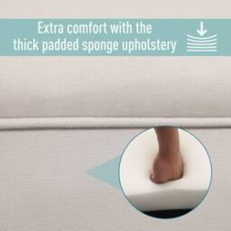 Wyld Haus Cream Padded Piano Bench with Lift Up Storage Rubberwood Legs - thumbnail 8