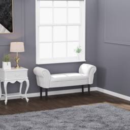 Wyld Haus Cream Padded Piano Bench with Lift Up Storage Rubberwood Legs - thumbnail 5
