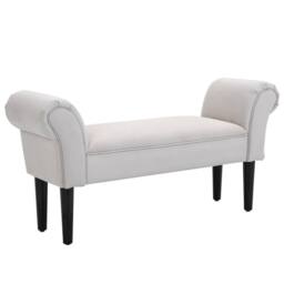 Wyld Haus Cream Padded Piano Bench with Lift Up Storage Rubberwood Legs - thumbnail 2