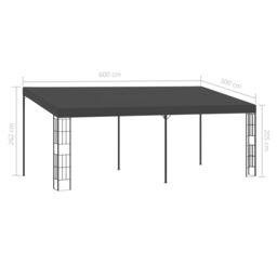 Berkfield Home Wall-mounted Gazebo 3x6 m Anthracite Fabric in Black - thumbnail 6