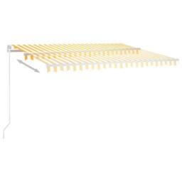 Berkfield Home Manual Retractable Awning with LED 400x350 cm Yellow & White - thumbnail 4