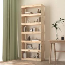 Berkfield Home Beautiful Book Cabinet/Room Divider 80x30x199.5 cm Solid Wood Pine in Light Tan - thumbnail 2
