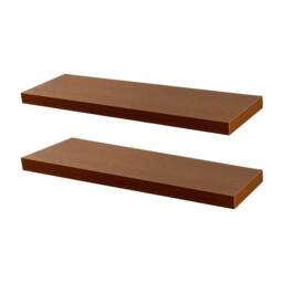 Harbour Housewares 2x 100cm Floating Wall Shelves - Wall Mountable for Storage & Display in Walnut - Size: 2x 100 cm