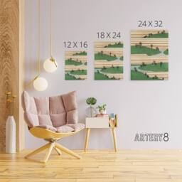 "Artery8 Landscape With Hills Pattern Canvas Wall Art Print Bijutsukai in Green - Size: W18"" x H24""" - thumbnail 4