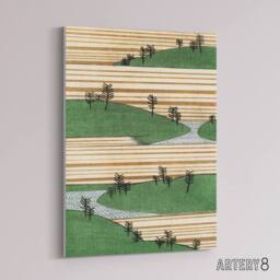 "Artery8 Landscape With Hills Pattern Canvas Wall Art Print Bijutsukai in Green - Size: W18"" x H24""" - thumbnail 2