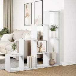 Berkfield Home Room Divider Bookcase 4-Tier White 143.5x29x143.5 cm Engineered Wood - thumbnail 4