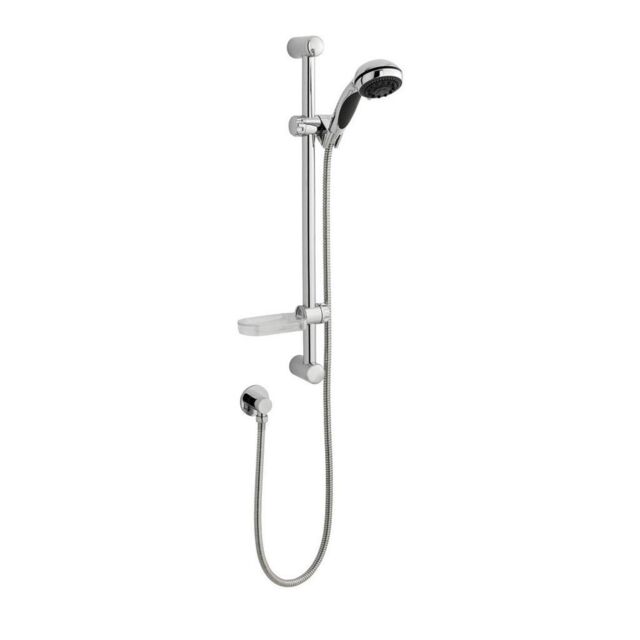 Clifton Shower Slide Rail Kit with Soap Tray 3 Mode Multifunction Handset Hose in Metallic Silver