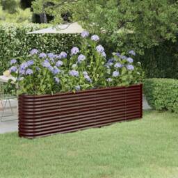 Berkfield Home Garden Raised Bed Powder-coated Steel 260x40x68 cm Brown - Size: 260 x 40 x 68 cm - thumbnail 2