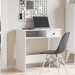 Berkfield Home Desk White 80x40x75 cm Engineered Wood - Size: 80 x 40 x 75 cm - thumbnail 3