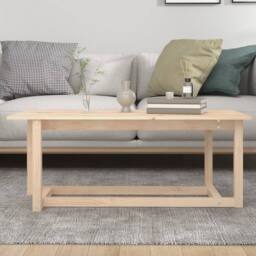 Berkfield Home Coffee Table 110x55x45 cm Solid Wood Pine in Light Brown - Size: 110 x 55 x 45 cm - thumbnail 5