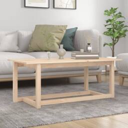 Berkfield Home Coffee Table 110x55x45 cm Solid Wood Pine in Light Brown - Size: 110 x 55 x 45 cm - thumbnail 2