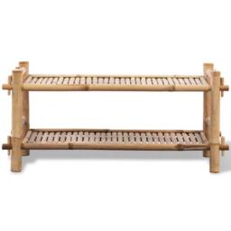 Berkfield Home 2-Tier Bamboo Shoe Rack in Brown - thumbnail 2