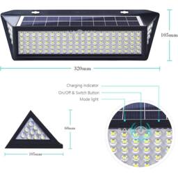 Kelvenix 118 LED Solar PIR Motion Sensor Light - Garden Outdoor Security Lamp in Black - thumbnail 2