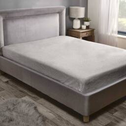 Rapport Home Teddy Fleece Plain Fitted Bed Sheets in Silver - Size: Single