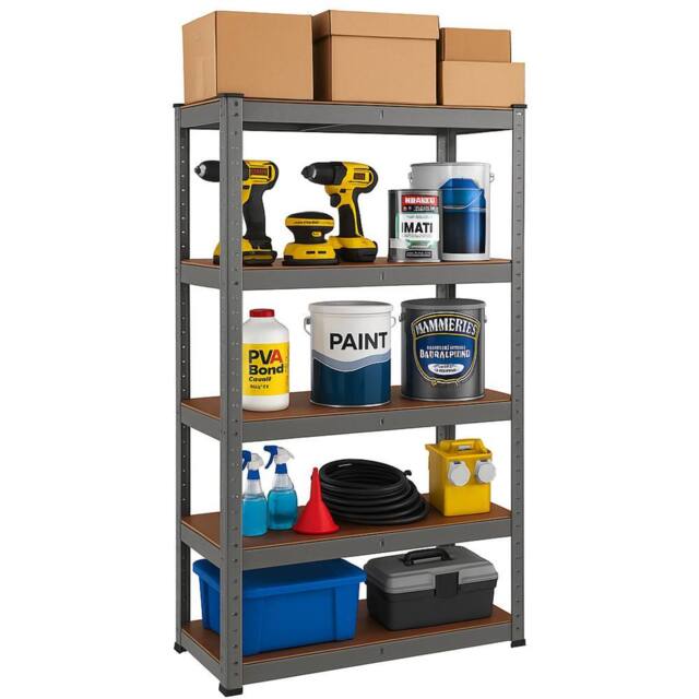 House of Home Steel Racking Shelving 5 Tier Heavy Duty Garage Storage Racks Grey - image 1