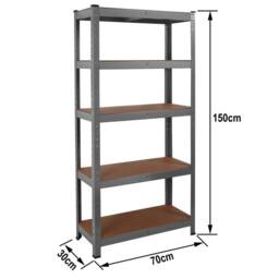 House of Home Steel Racking Shelving 5 Tier Heavy Duty Garage Storage Racks Grey - thumbnail 2
