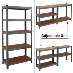 House of Home Steel Racking Shelving 5 Tier Heavy Duty Garage Storage Racks Grey - thumbnail 3