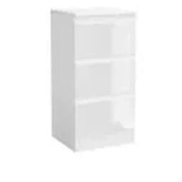 Havendro White + White 3 Drawer Wooden Bedroom Chest Cabinet No Handle - thumbnail 1