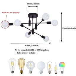 Garwarm Vintage 6-Light Sputnik Metal Chandelier for Living Room Bedroom Dining Room in Black - thumbnail 6