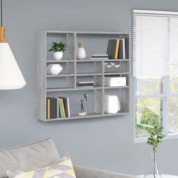 Berkfield Home Wall Shelf Grey Sonoma 90x16x78 cm Engineered Wood - Size: 90 x 16 x 78 cm - thumbnail 1