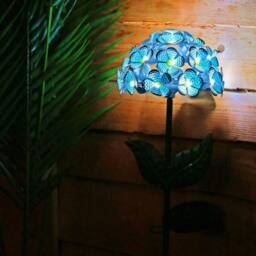 VOGREX Solar Powered 26 Led Metal Hydrangea Flower Garden Stake in Blue - thumbnail 2