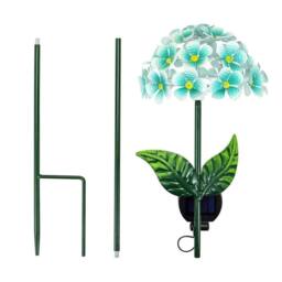 VOGREX Solar Powered 26 Led Metal Hydrangea Flower Garden Stake in Blue - thumbnail 1